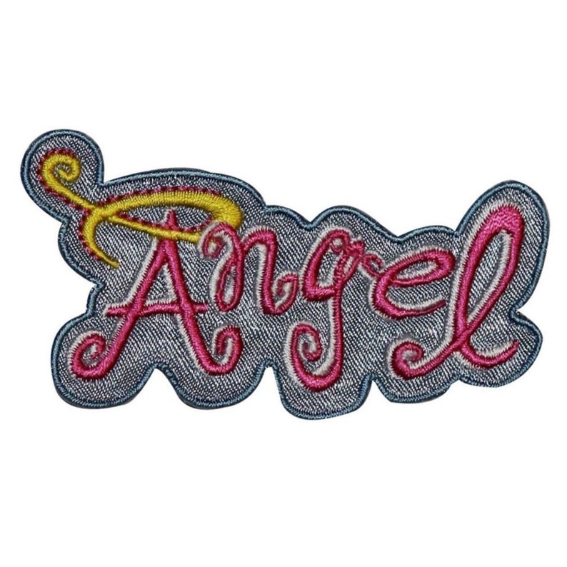 Angel Name Tag Halo Patch Girls Badge Saying Sign Embroidered Etsy