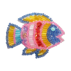 ID 8875 écusson poissons d'aquarium tropical océan artisanat perles fer sur appliqué