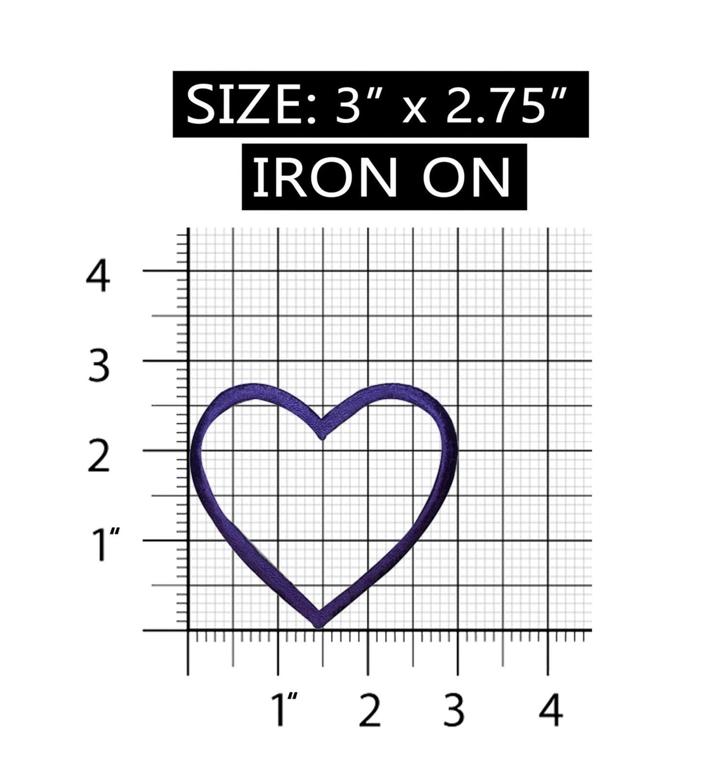 ID 3281C Purple Heart Outline Patch Love Shape Sign
