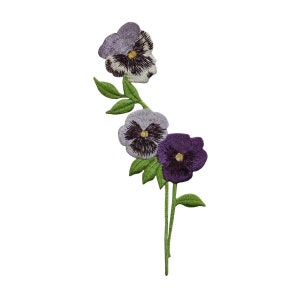 ID 6873 Purple Orchid Flower Bunch Patch Garden Iris Embroidered IronOn Applique