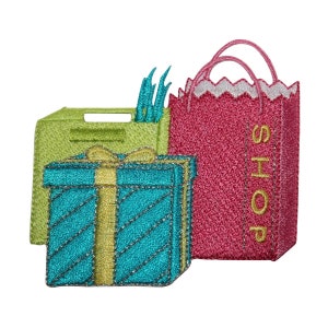 ID 8506 Mall Shopping Bags Patch Store Gift Box Embroidered Iron On Applique