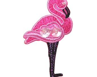 ID 1617 Pink Flamingo Sleeping Patch Tropical Sequin