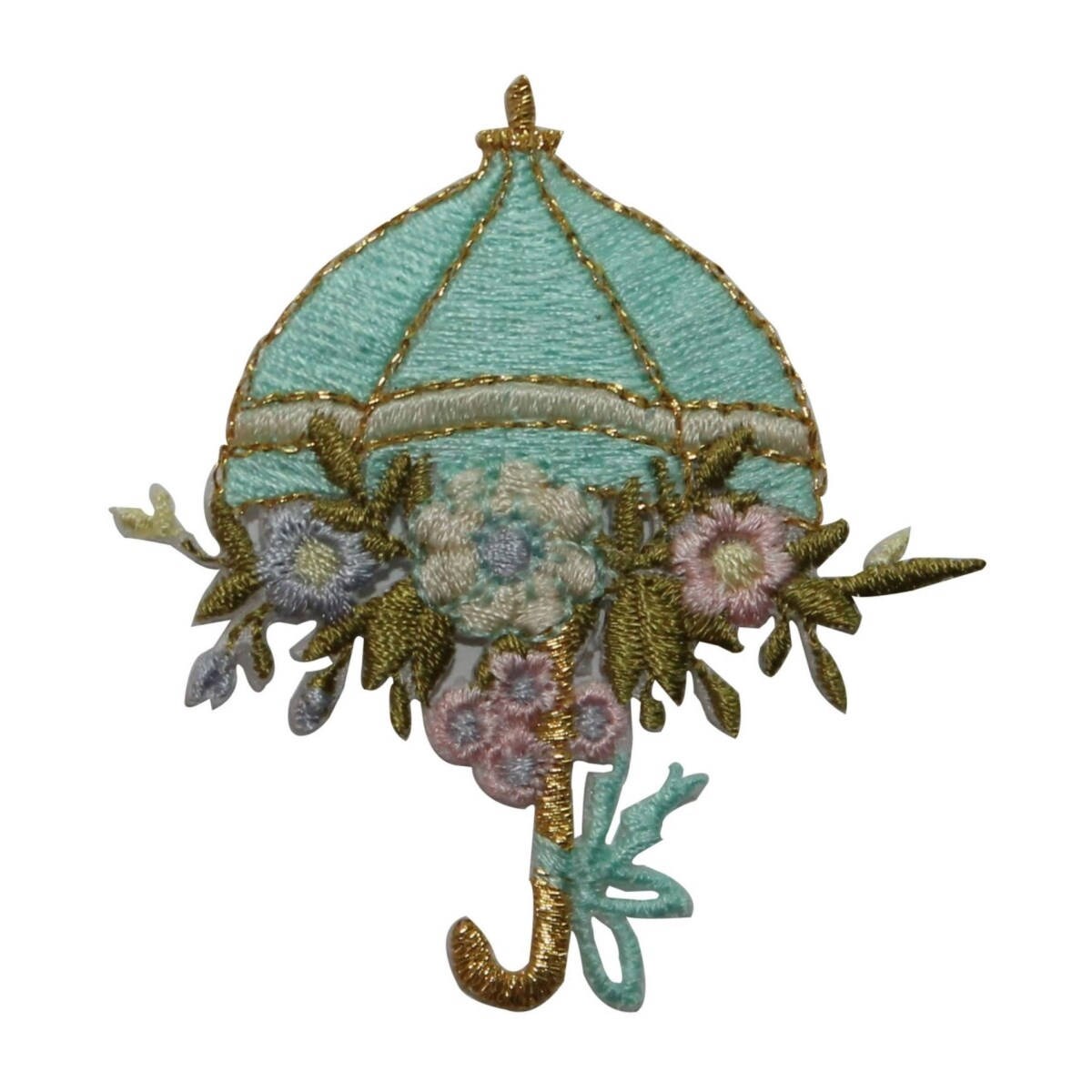 ID 7082 Umbrella With Flowers Patch Rainy Day Plant Embroidered
