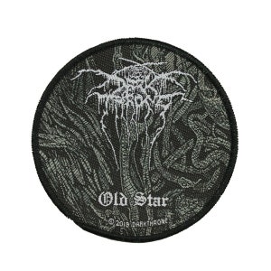 May include: Black and white embroidered patch with a tree-like design and the text "Old Star" and "© 2013 DARKTHRONE".