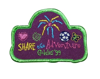 Scouts Share The Adventure Patch Cookie Sales 1999 Embroidered Iron On Applique