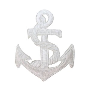 May include: White embroidered anchor patch. The anchor is a nautical symbol of hope and stability.