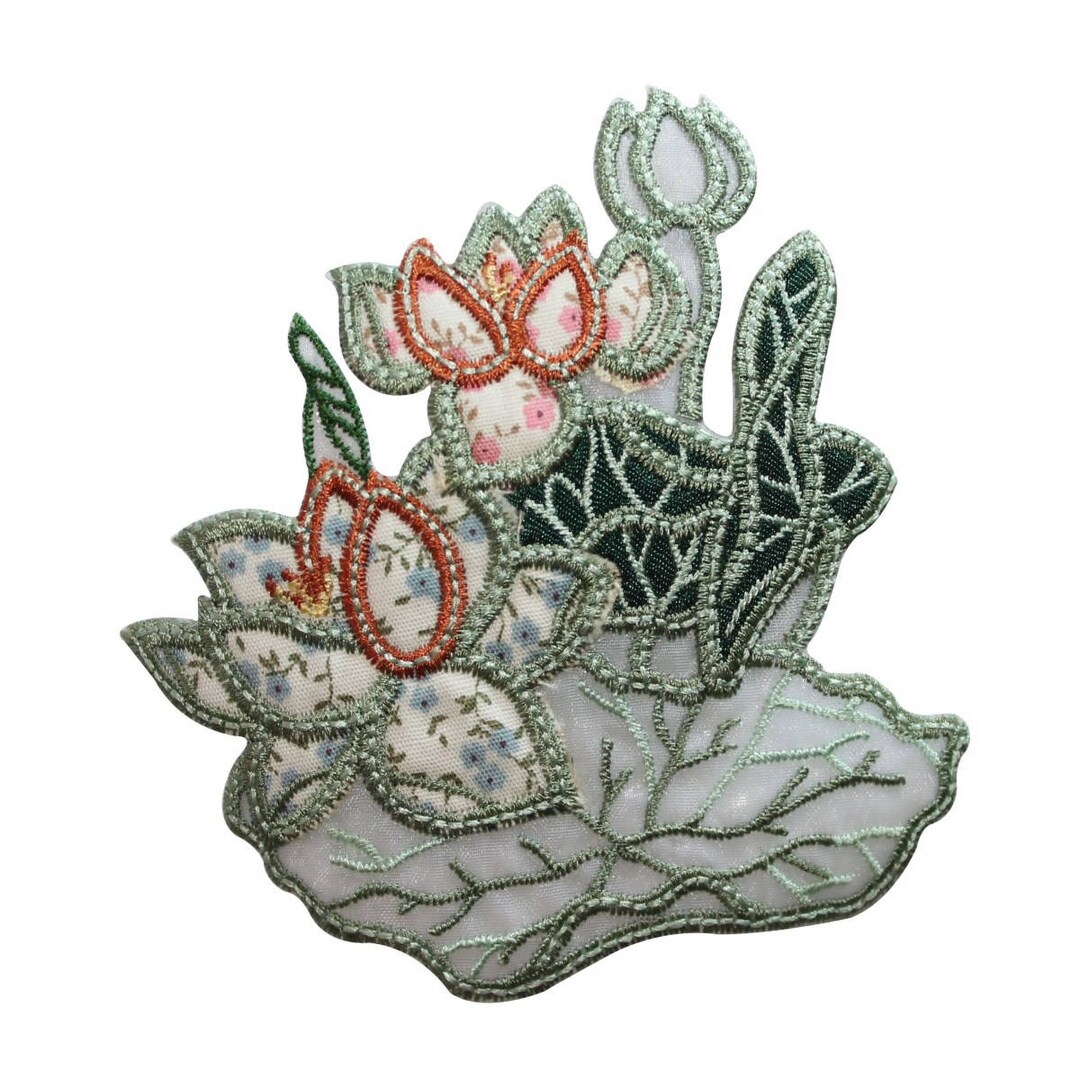 ID 6954 Lace Flower Blossom Patch Garden Bush Plant Embroidered