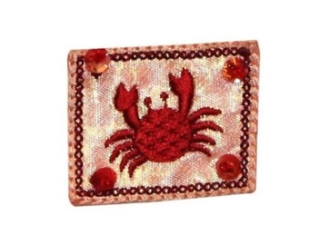 ID 0390E Red Crab Patch Beach Ocean Sea Life Embroidered Iron On Applique
