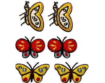 ID 2335ABC Set of 6 Assorted Butterfly Patches Bug Embroidered Iron On Applique