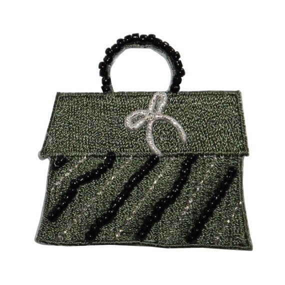 Id 7999 Beaded Striped Bag Patch Flap Purse Fashion Etsy - image 0