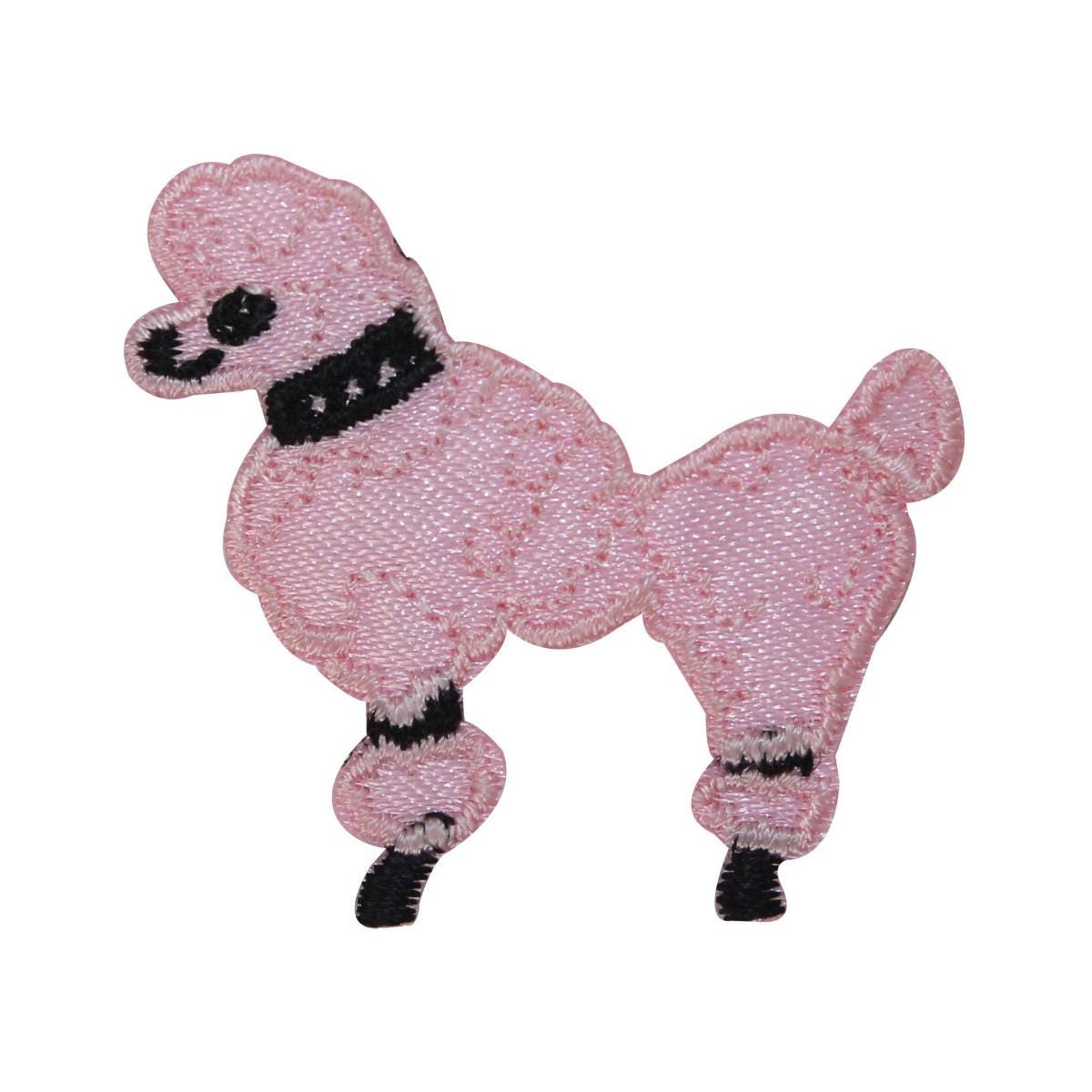 Poodle Applique Patch - Black Dog Facing Left, Sock Hop 7x6 (Iron on