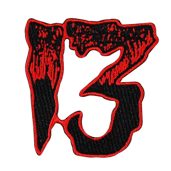 Number "13" Blood Red Patch Kreepsville Unlucky Thirteen Craft Iron-On Applique