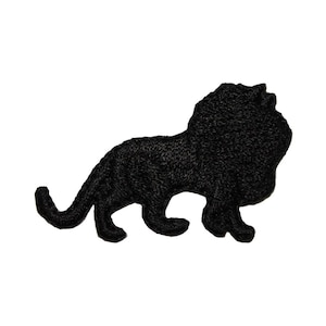 May include: Black embroidered iron-on patch of a lion silhouette.