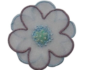 Flower❣️ ID 6414 Purple Lace 3D Flower Patch Layered Garden Embroidered