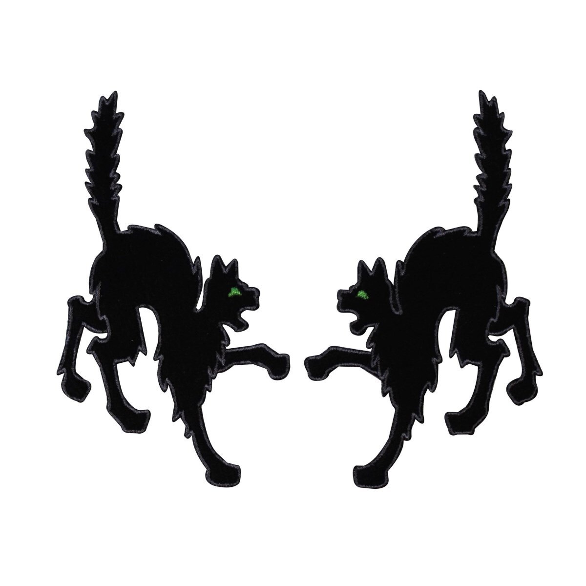 Kittens mirror image pair silhouette raw edge applique handmade in the USA