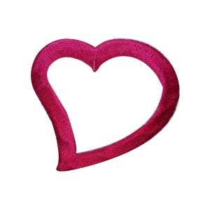 ID 3284C Heart Outline Patch Valentines Day Love Embroidered Iron On Applique