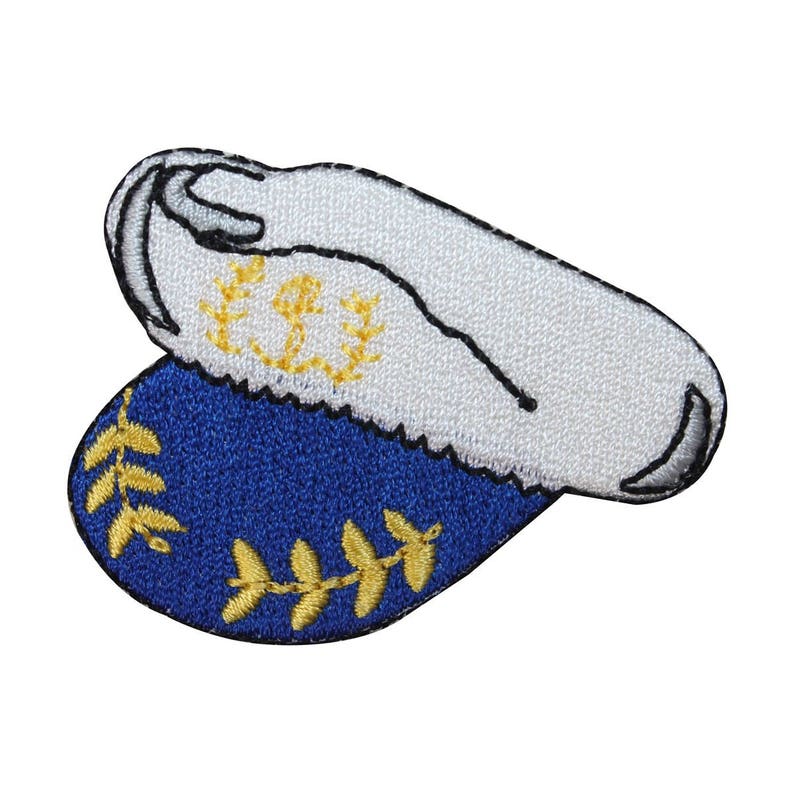 ID 2669 Captain Hat Patch Ship Sailor Cap Nautical Embroidered Iron On Applique