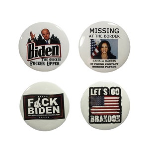 Lot de 4 badges assortis Biden Harris FJB Brandon President vote