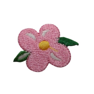 ID 6210 Pink Flower Blossom Patch Garden Symbol Grow Embroidered IronOn Applique