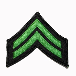Lime Green Corporal Stripes Rank insignia Chevron Military Uniform Patch ML01