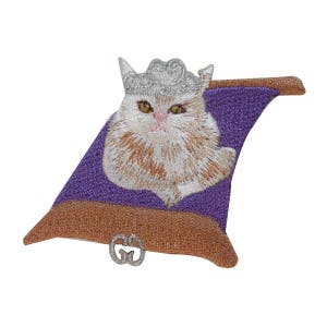 ID 2964 Princess Cat On Rug Patch Fancy Kitten Pet Embroidered Iron On Applique