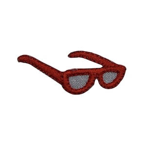 ID 7525 Red Sun Glasses Patch Eye Summer Shades Embroidered Iron On Applique
