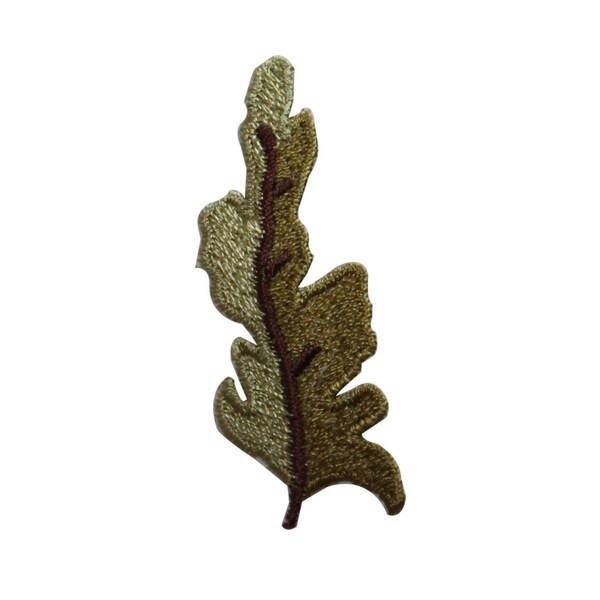 ID 7207 Toppa bicolore con foglia di quercia verde, pianta, ricamata, da applicare con ferro da stiro