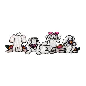 ID 3334 Group Of Easter Bunny Patch Rabbit Spring Embroidered Iron On Applique