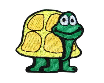 Cute Turtle Patch Tortoise Reptile Animal Happy Embroidered Iron On Applique