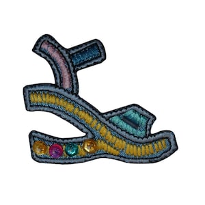 ID 7395 Sequin Strap Sandal Patch Beach Shoe Fashion Embroidered IronOn Applique