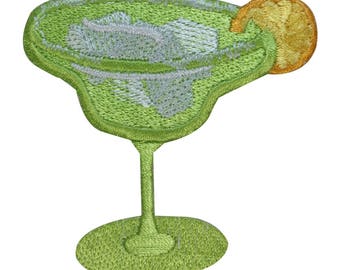 ID 1963A Margarita avec verre citronné patch alcool fer brodé sur applique