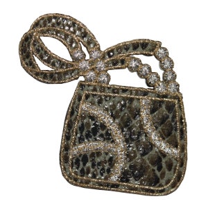 ID 8348 Silber Schlangenhaut Tasche Patch Geldbörse Mode bestickt Applikation zum Aufbügeln