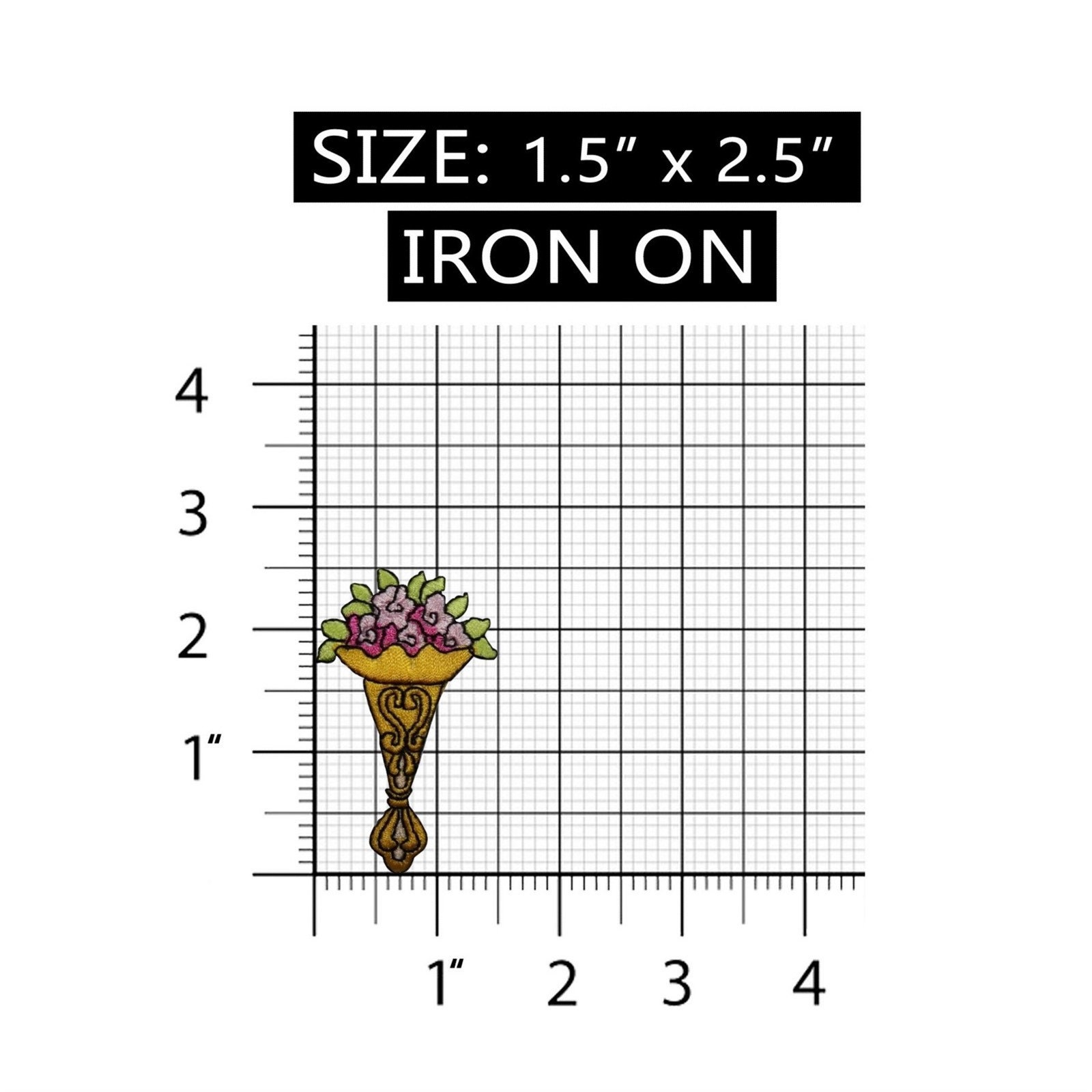 ID 7067 Yellow Bouquet Patch Flower Gift Decoration Embroidered