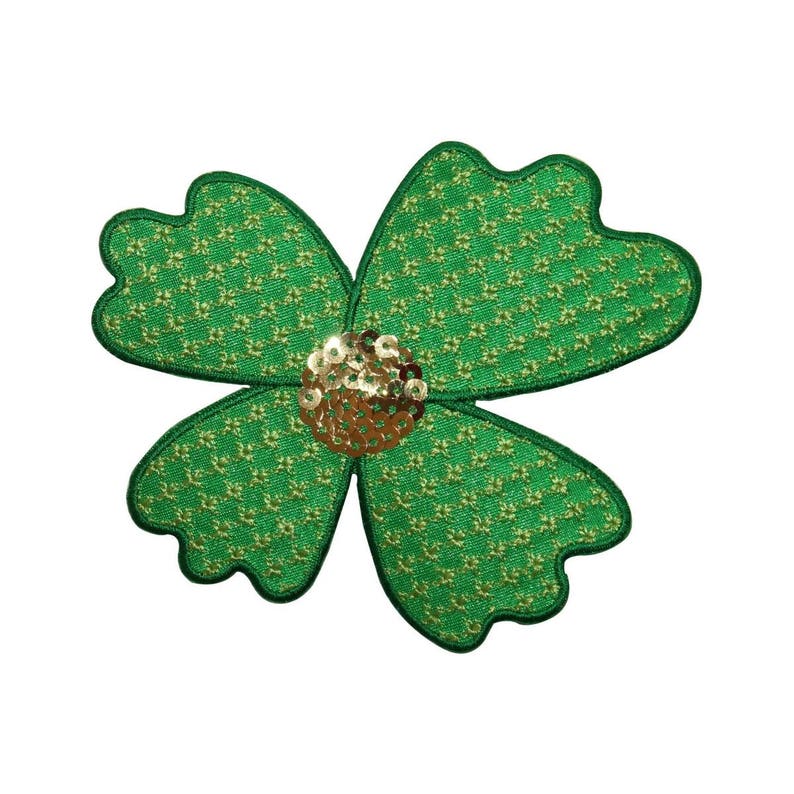 Id 6647 Green Exotic Flower Patch Gold Sequin Plant Etsy - image 0