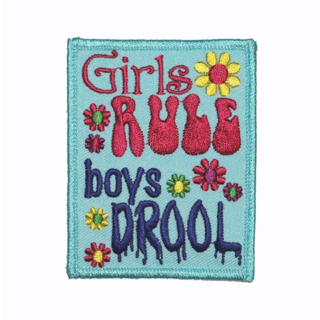 Girls Rule Boys Drool Patch Novelty Funny Saying Embroidered Iron on ...