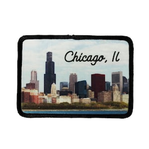 Toppa da viaggio e vacanza con stampa a sublimazione, motivo: Chicago, Illinois, ferro da stiro.
