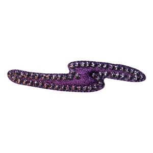 May include: A purple lightning bolt shaped patch with silver rhinestones around the edges.