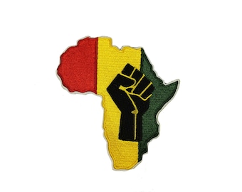 Patch Afrique Black Power Fist Rasta Rastafari brodé fer sur appliqué