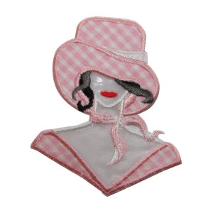 ID 7691 Mannequin Lady Checkered Outfit Patch Shop Embroidered Iron On Applique