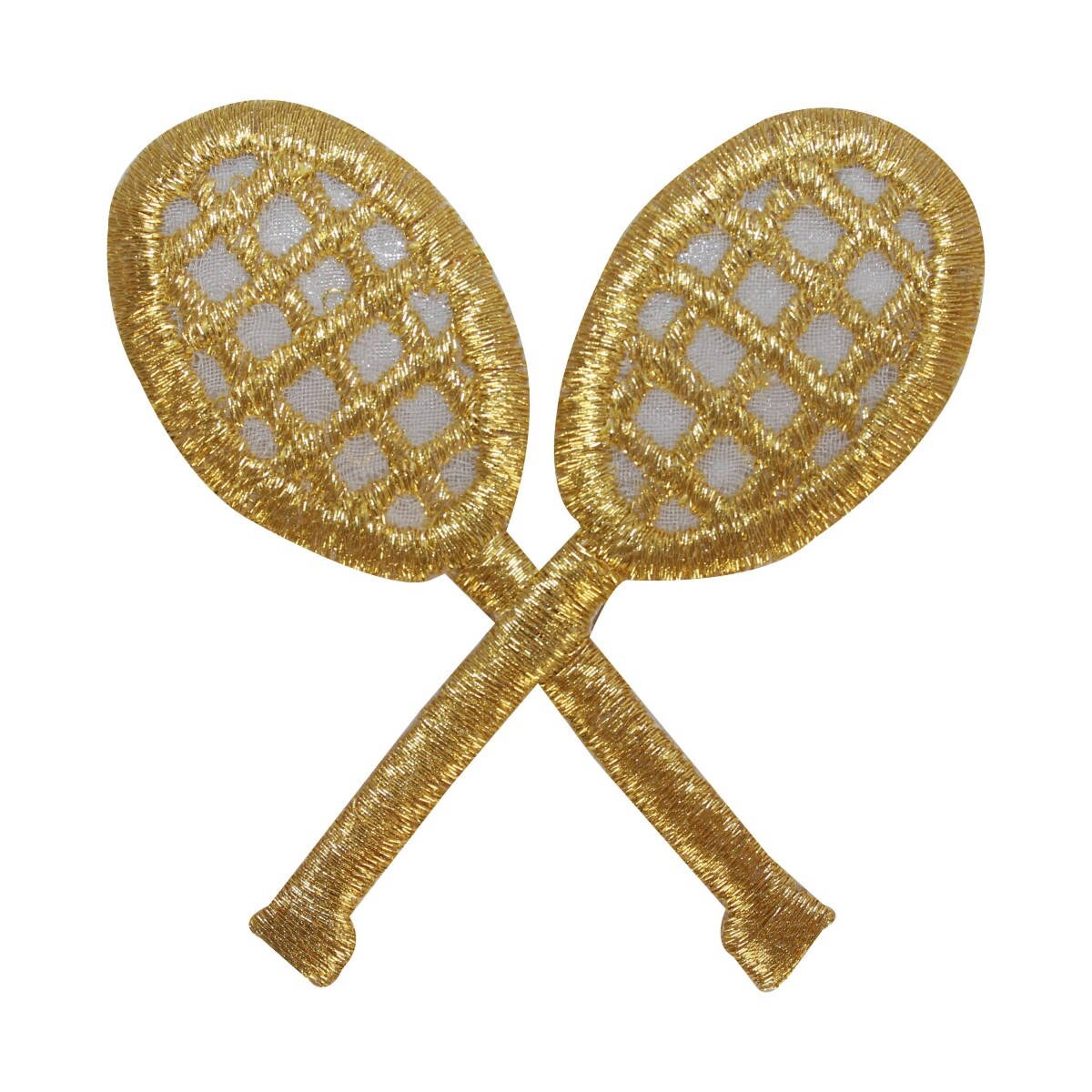 Metallic Gold 3-Pack, Iron on Gold Tennis Rackets Applique Patch Metallic Gold 3-Pack, Iron on Gold Tennis Rackets Applique Patch