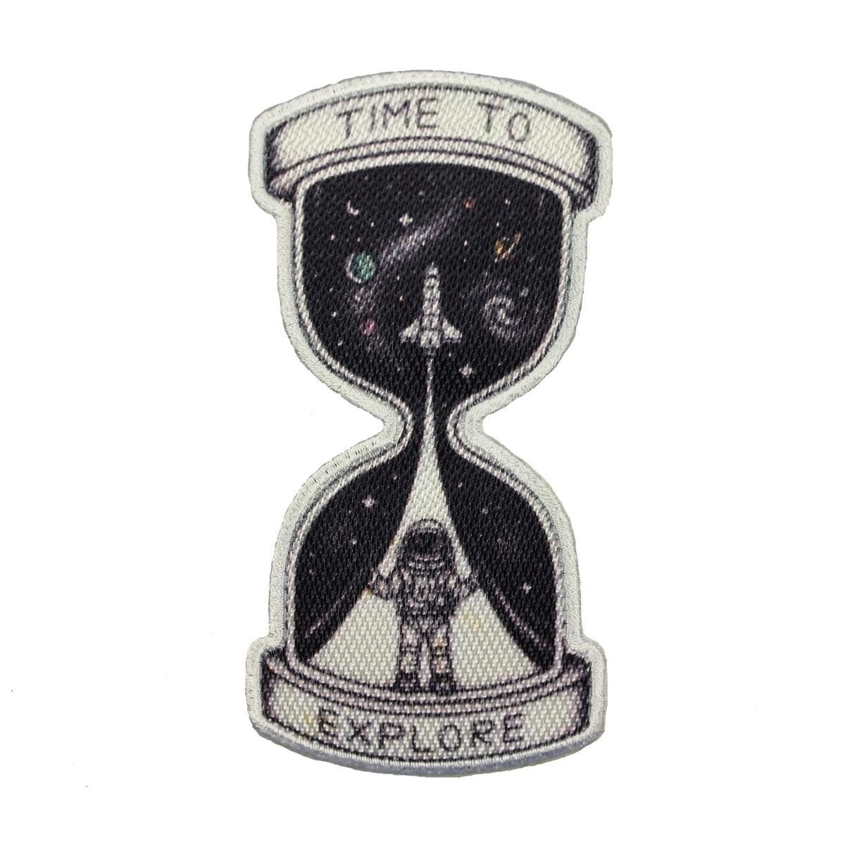 Time to Explore Patch Spacecraft Planets Hour Glass Embroidered