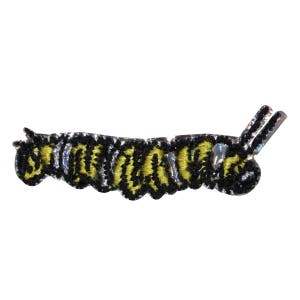 May include: Black and yellow embroidered caterpillar iron-on patch.