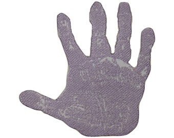 ID 9219 Lila Handabdruck Aufbügler Symbol High Five Handfläche Bügelbild Applikation gestickt