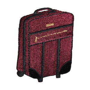ID 8359 Suitcase On Wheels Patch Luggage Travel Bag Embroidered Iron On Applique