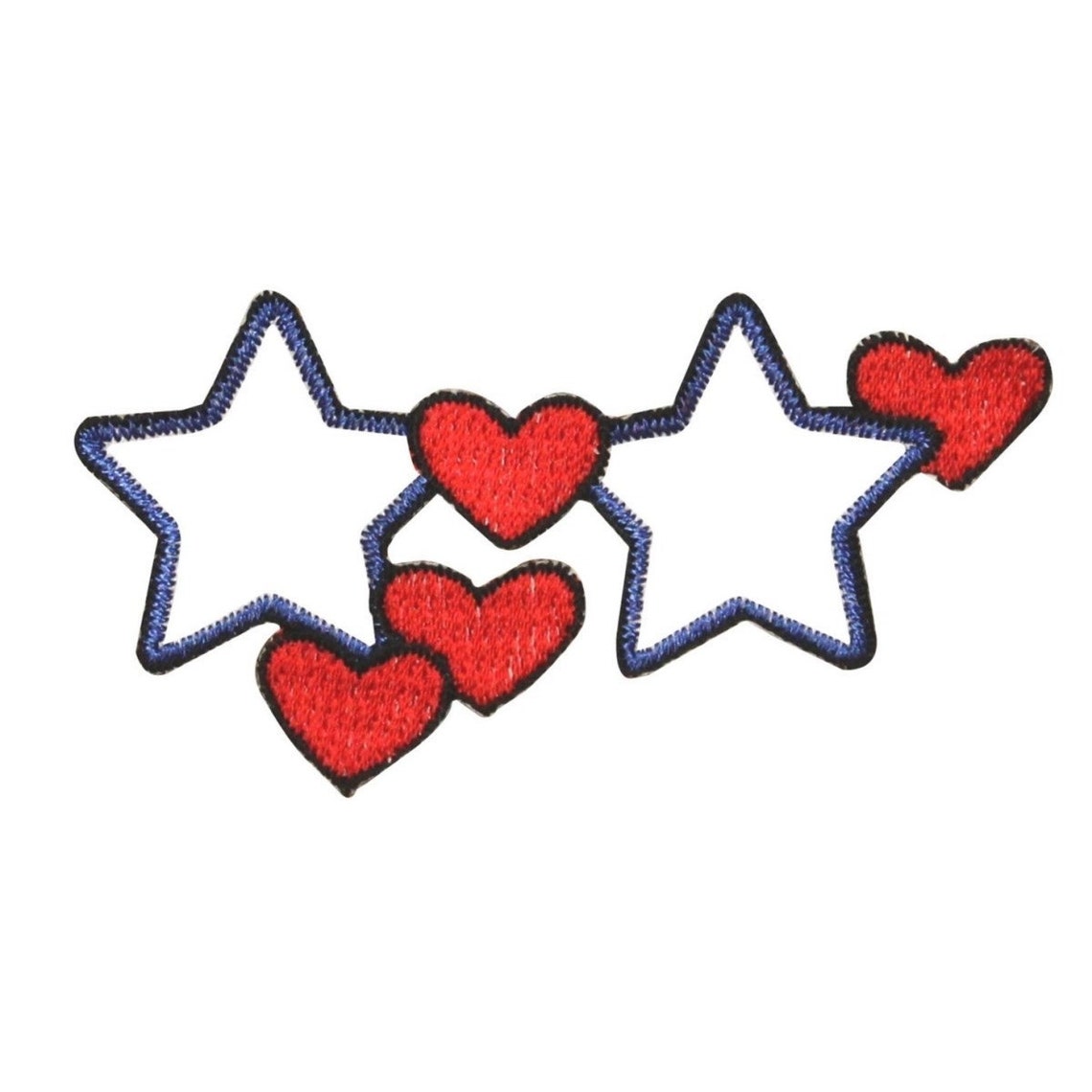 ID 1055 Stars and Hearts Badge Patch America Love Embroidered Etsy