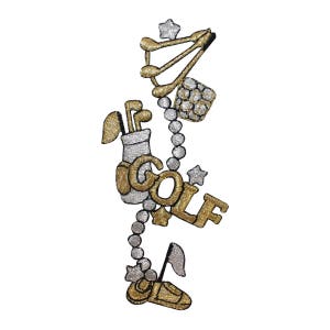 ID 1529 Gold Golf Patch Ball Club Patch Gesticktes Aufnäher zum Aufbügeln