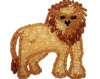 ID 8872A African Lion Patch Safari King Animal Craft Beaded Iron On Applique