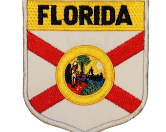 State Flag Shield Florida Patch Badge Travel USA Embroidered Iron On Applique