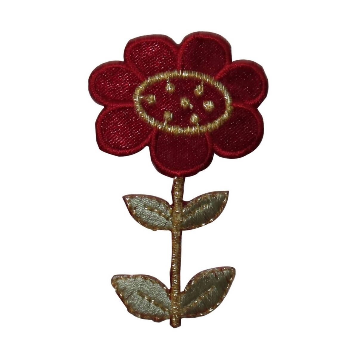 ID 6691 Red Flower Blossom Patch Garden Grow Plant Embroidered