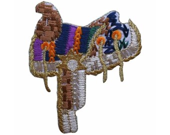 ID 1335 Sheriff Saddle Patch Fancy Cowboy Horse Embroidered Iron On Applique